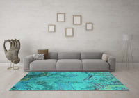 Machine Washable Oriental Turquoise Industrial Rug, wshurb1358turq