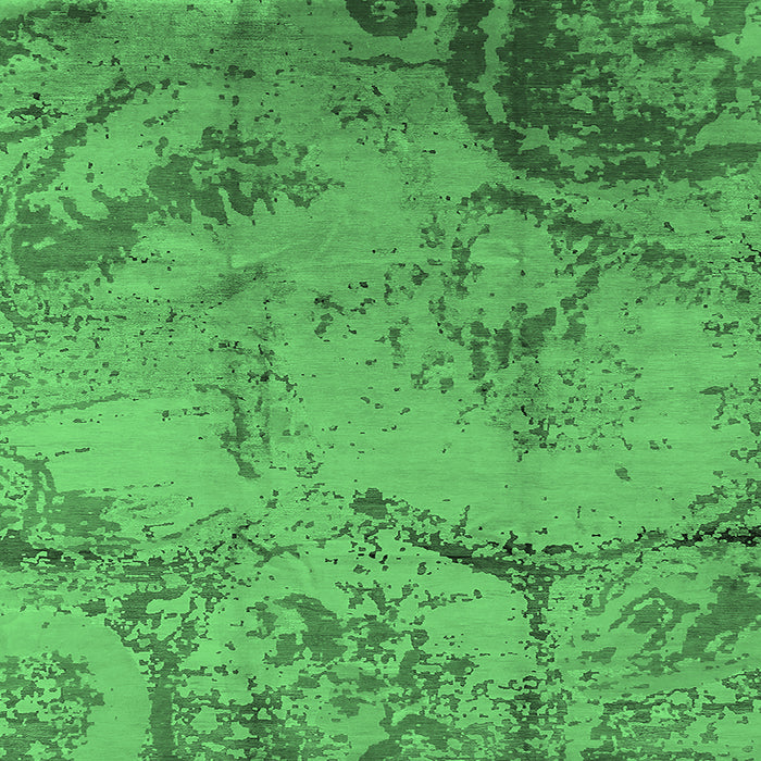 Square Machine Washable Oriental Emerald Green Industrial Area Rugs, wshurb1358emgrn