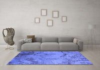 Machine Washable Oriental Blue Industrial Rug, wshurb1358blu