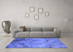 Machine Washable Oriental Blue Industrial Rug in a Living Room, wshurb1358blu