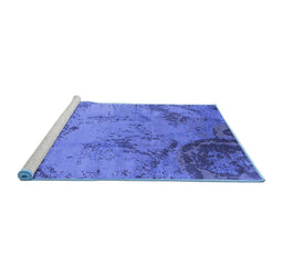 Sideview of Machine Washable Oriental Blue Industrial Rug, wshurb1358blu