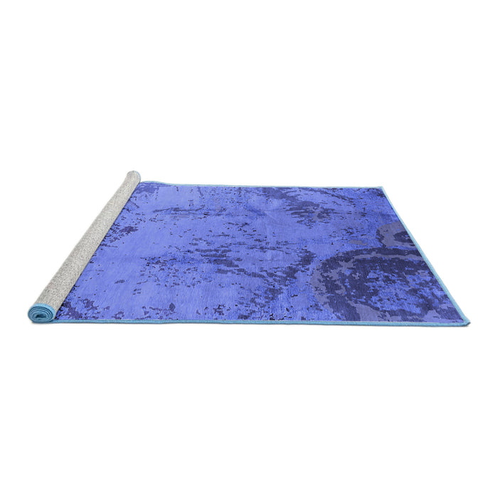 Sideview of Machine Washable Oriental Blue Industrial Rug, wshurb1358blu