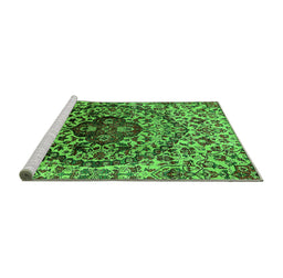 Sideview of Machine Washable Oriental Green Industrial Area Rugs, wshurb1359grn
