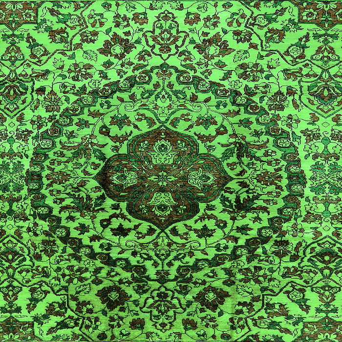 Square Oriental Green Industrial Rug, urb1359grn