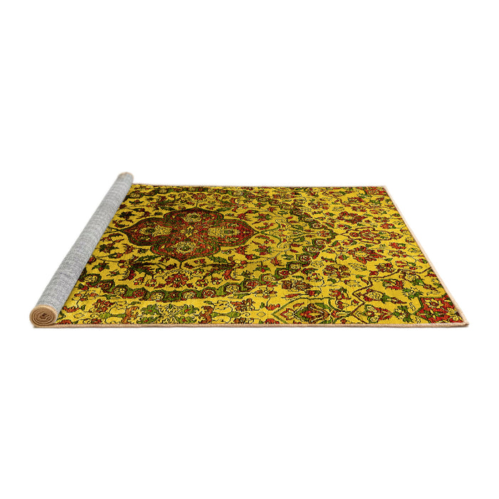 Sideview of Machine Washable Oriental Yellow Industrial Rug, wshurb1359yw