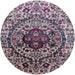 Round Mid-Century Modern Plum Purple Oriental Rug, urb1359