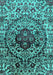 Machine Washable Oriental Turquoise Industrial Area Rugs, wshurb1359turq