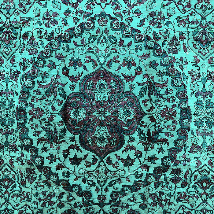 Machine Washable Oriental Turquoise Industrial Area Rugs, wshurb1359turq