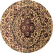 Round Oriental Brown Industrial Rug, urb1359brn