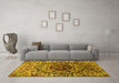 Machine Washable Oriental Yellow Industrial Rug in a Living Room, wshurb1359yw