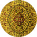 Round Oriental Yellow Industrial Rug, urb1359yw