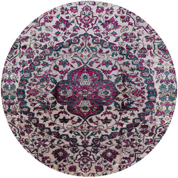 Round Machine Washable Industrial Modern Plum Purple Rug, wshurb1359