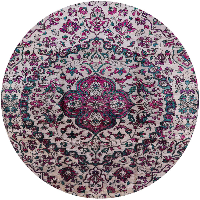 Round Machine Washable Industrial Modern Plum Purple Rug, wshurb1359