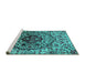 Sideview of Machine Washable Oriental Turquoise Industrial Area Rugs, wshurb1359turq