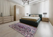 Mid-Century Modern Plum Purple Oriental Rug in a Bedroom, urb1359