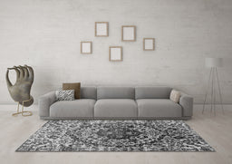 Machine Washable Oriental Gray Industrial Rug in a Living Room,, wshurb1359gry