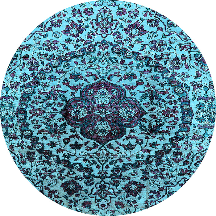 Round Oriental Light Blue Industrial Rug, urb1359lblu