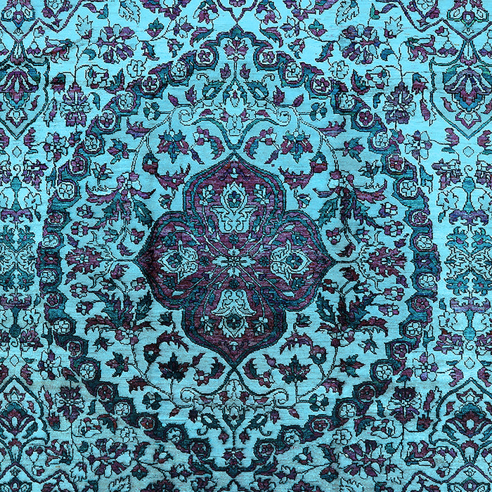 Machine Washable Oriental Light Blue Industrial Rug, wshurb1359lblu