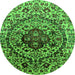 Round Oriental Green Industrial Rug, urb1359grn