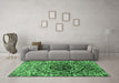 Machine Washable Oriental Emerald Green Industrial Area Rugs in a Living Room,, wshurb1359emgrn