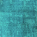 Square Machine Washable Oriental Turquoise Industrial Area Rugs, wshurb1360turq