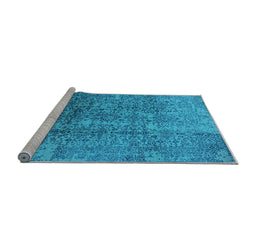 Sideview of Machine Washable Oriental Light Blue Industrial Rug, wshurb1360lblu