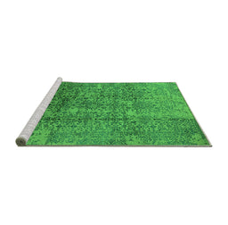 Sideview of Machine Washable Oriental Green Industrial Area Rugs, wshurb1360grn
