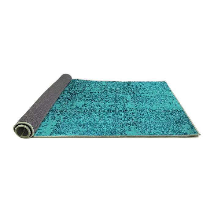 Sideview of Oriental Turquoise Industrial Rug, urb1360turq