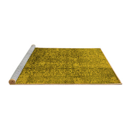 Sideview of Machine Washable Oriental Yellow Industrial Rug, wshurb1360yw