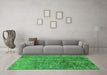 Machine Washable Oriental Green Industrial Area Rugs in a Living Room,, wshurb1360grn