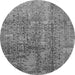 Round Machine Washable Oriental Gray Industrial Rug, wshurb1360gry