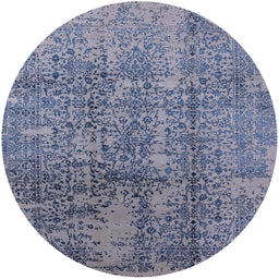 Round Machine Washable Industrial Modern Azure Blue Rug, wshurb1360