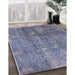 Mid-Century Modern Azure Blue Oriental Rug in Family Room, urb1360