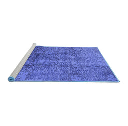 Sideview of Machine Washable Oriental Blue Industrial Rug, wshurb1360blu