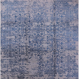 Square Machine Washable Industrial Modern Azure Blue Rug, wshurb1360