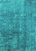 Machine Washable Oriental Turquoise Industrial Area Rugs, wshurb1360turq