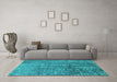 Machine Washable Oriental Turquoise Industrial Area Rugs in a Living Room,, wshurb1360turq
