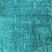 Square Oriental Turquoise Industrial Rug, urb1360turq