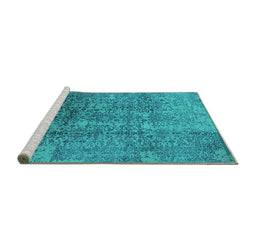 Sideview of Machine Washable Oriental Turquoise Industrial Area Rugs, wshurb1360turq