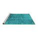 Sideview of Machine Washable Oriental Turquoise Industrial Area Rugs, wshurb1360turq