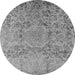 Round Machine Washable Oriental Gray Industrial Rug, wshurb1361gry