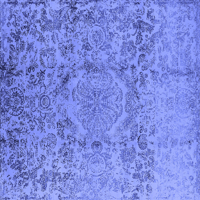 Square Machine Washable Oriental Blue Industrial Rug, wshurb1361blu