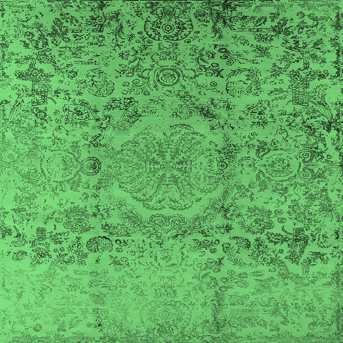 Square Machine Washable Oriental Emerald Green Industrial Area Rugs, wshurb1361emgrn