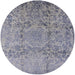 Round Machine Washable Industrial Modern Dark Gray Rug, wshurb1361