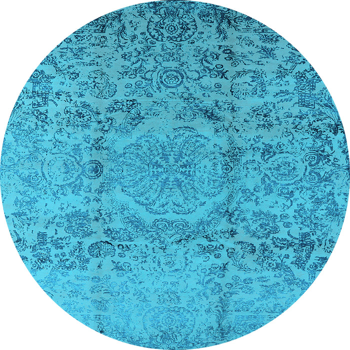 Round Oriental Light Blue Industrial Rug, urb1361lblu