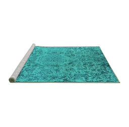 Sideview of Machine Washable Oriental Turquoise Industrial Area Rugs, wshurb1361turq