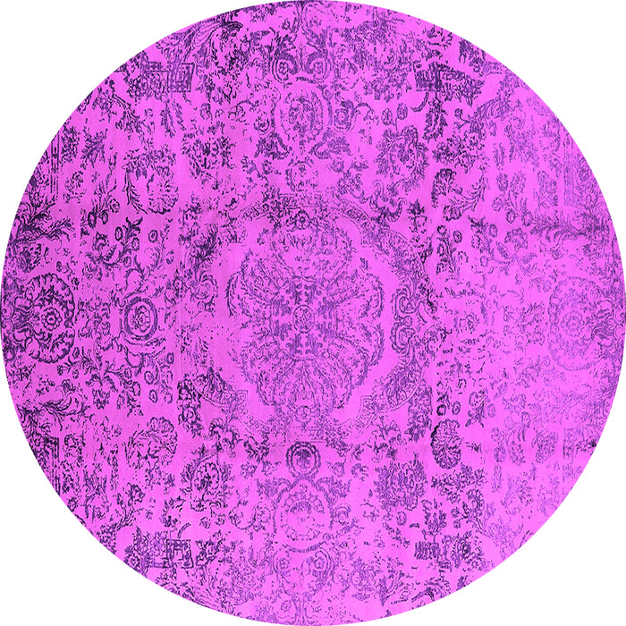Round Machine Washable Oriental Pink Industrial Rug, wshurb1361pnk