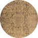 Round Oriental Brown Industrial Rug, urb1361brn