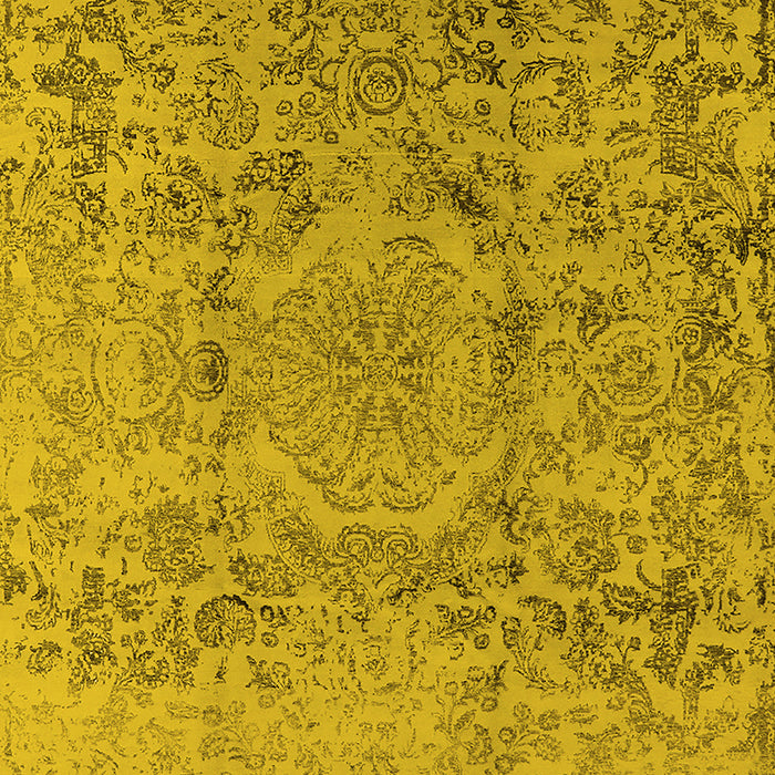 Machine Washable Oriental Yellow Industrial Rug, wshurb1361yw
