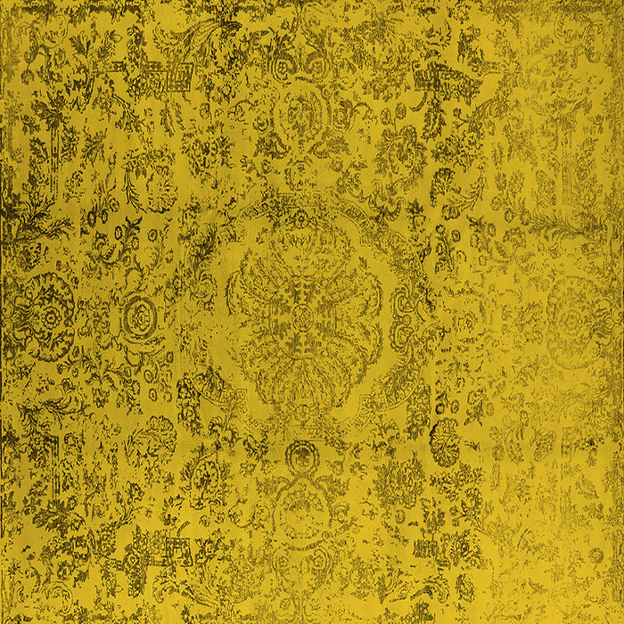 Square Machine Washable Oriental Yellow Industrial Rug, wshurb1361yw